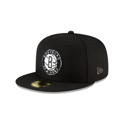 Brooklyn Nets Gorra | New Era NBA Pixel 59fifty Fitted Cap Mexico - Negros